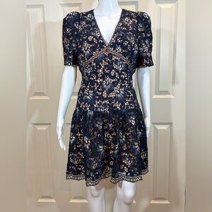 Adelyn Rae Navy and Cream Lace Mini Dress
